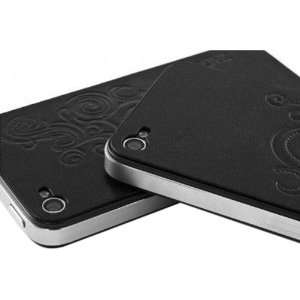   iPhone 4 4S Black Swirls OEM ZAGG Protective Leather Skin Electronics