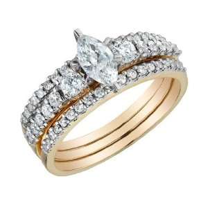 Marquise Diamond Engagement Ring & Wedding Band Set 1.0 Carat (ctw) in 