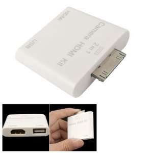   White USB HDMI 19 Pin Female Adapter for Apple iPad 2 Electronics
