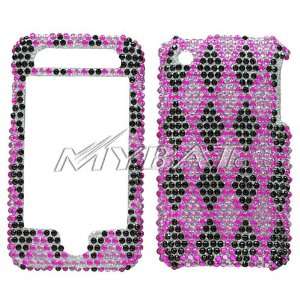  iPhone 3G 3GS Pink Black Rhombic Plaid Diamante Protector 