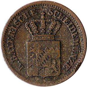   Germany   Bavaria 1 Kreuzer Small Silver Coin Ludwig II KM#487  