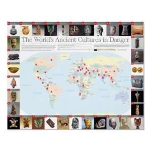  The Worlds Ancient Cultures in Danger map Print