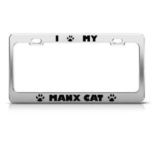 Manx Cat Chrome Animal License Plate Frame Stainless Metal Tag Holder