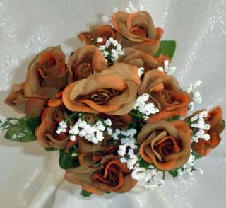 84 Long Stem Roses ~ BROWN COGNAC MIX ~ Silk Wedding Flowers 