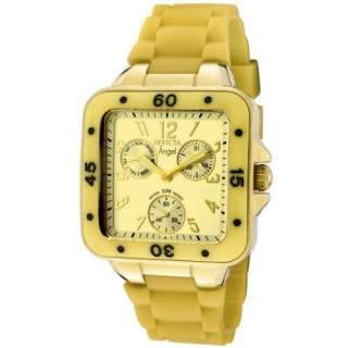 Invicta Womens 1309 Angel Collection Multi Function Gold Rubber Watch 