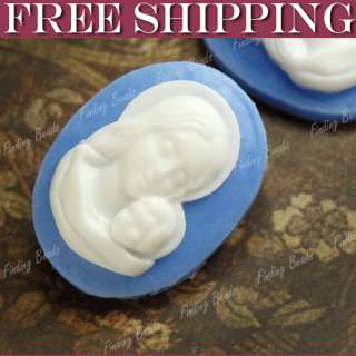 oval Resin Religious Virgin Mary Jesus Cameo RB0603 2  