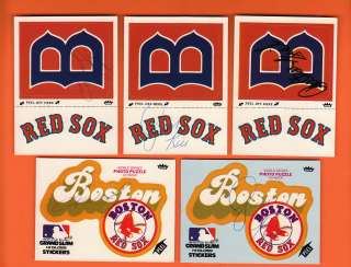 Autographed Boston Red Sox Lot of Stickers 2 Rice, Fisk & 2 Lynn 