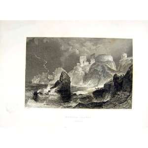  1838 Scotland View Dunbar Castle Lothian Rocks Sea