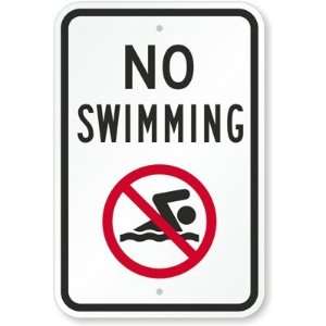  No Swimming (with Graphic) Aluminum Sign, 18 x 12 