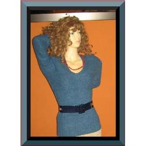  Victorias Secret Blue Boucle Navy V Neck Sweater Large 