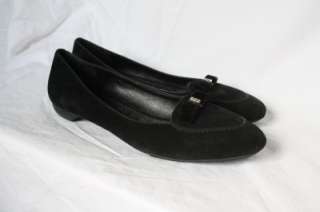 COACH LIDIA BLACK SUEDE LEATHER FLATS BOWTIE LOAFERS BLING EUC 11M 
