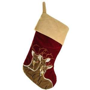   Red Reindeer Christmas Stocking With Jingle Bells