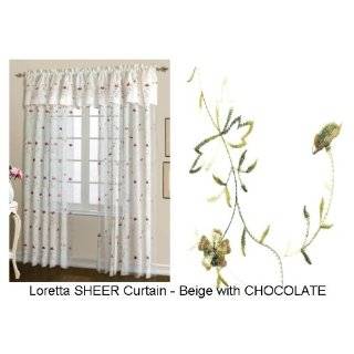 Loretta SHEER Embroidered Curtain Panel 84 Long   Color Chocolate