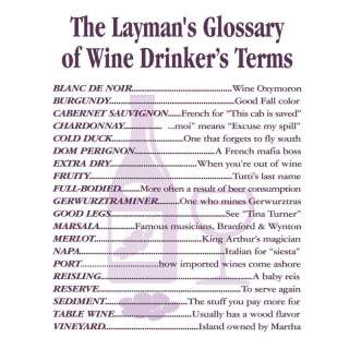 Laymans Glossary Wine Drinker Terms Apron T Shirt New  