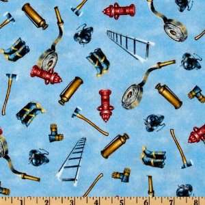  44 Wide Local Heroes Equipment Blue Fabric By The Yard 