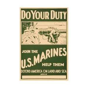  Do your Duty Join the US Marines 12x18 Giclee on canvas 