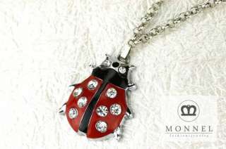 L15 Red Ladybug Crystal Pendant Charm Necklace (&Gift Box)  
