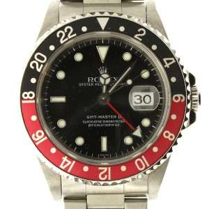 Mens Stainless Steel Rolex GMT Master II Oyster Perpetual Date Red 