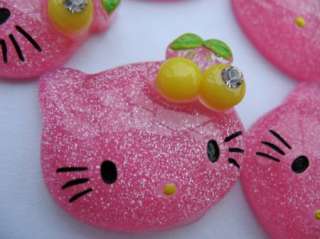 20 Resin Hello Kitty Flatback Bead/Cherry Hot Pink K002  