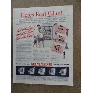  Kelvinator refrigerators, Vintage 40s full page print ad 