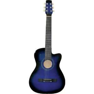  Austin Bazaar 38 Inch Blue Cutaway Guitar with Gig Bag and 