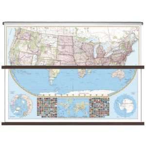  Universal Map 26115 US World Large Scale Combo Wall Map on 