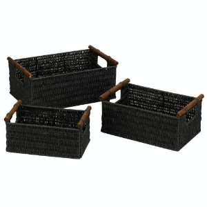  Paper Rope Large Basket (Set of 3)Black