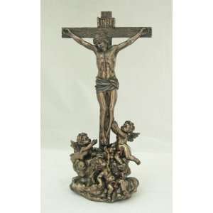  Crucifixion with Angels Statue   11 1/2