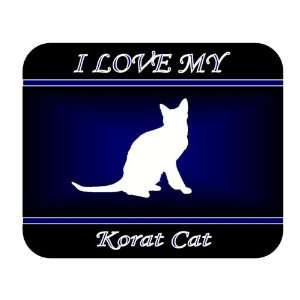  I Love My Korat Cat Mouse Pad   Blue Design Everything 