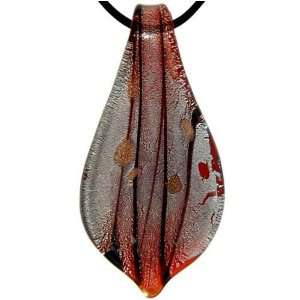  Murano Glass Red Leaf Drop Necklace Pendant Pugster 