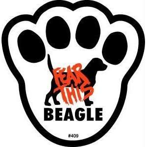  Fear This Beagle Dog Pawprint Window Decal w/Suction Pet 