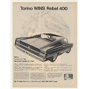  1968 Ford Torino Wins Rebel 400 at Darlington SC Print Ad 