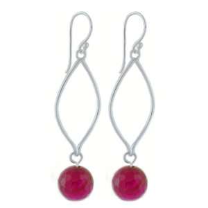    Marquise Shape Wire Earrings with Pink CZ Balls CleverEve Jewelry