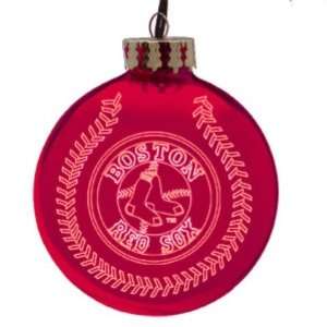   RED SOX Unique 4 Laser Etched Blown Glass Lighted CHRISTMAS ORNAMENT