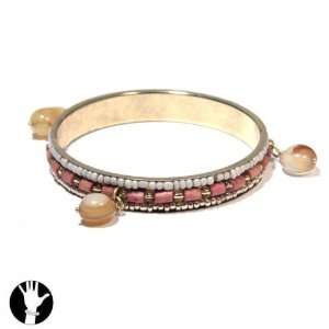 sg paris women bracelet rigid bracelet gold peach glass 