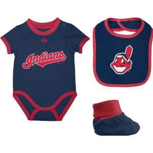 Cleveland Indians Infant Navy Triple Play 3 Pack Bib, Bootie, and 
