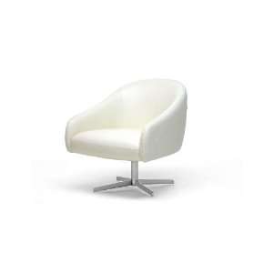    Balmorale Ivory Leather Modern Swivel Chair