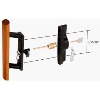 CRL Wood/Black Keyed Internal Lock Sliding Glass Door Handle Set 3 15 