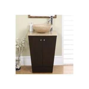  22 Inch Vessel Sink Espresso Vanity with Travertine Sink 