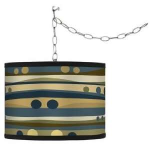  Swag Style Dots & Waves Shade Plug In Chandelier
