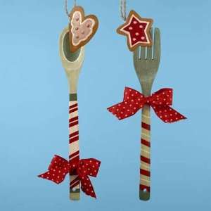   Hand Painted Fork & Spoon Christmas Ornaments 12