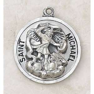 St. Michael Sterling Silver Oval Patron Saint Medal Catholic Pendant 