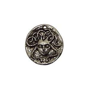  Green Girl Pewter Medusa Coin 24x26mm Charms Arts, Crafts 