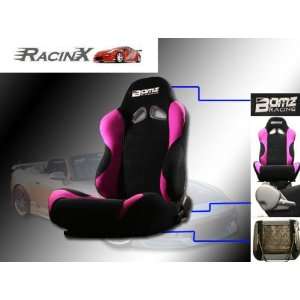  Black with Pink Universal Racing Seats   Pair Automotive