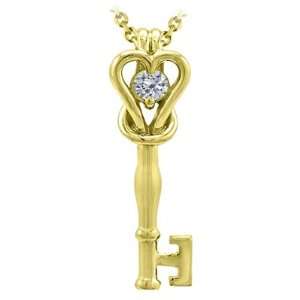  14K Yellow Gold and Diamond Love Knot Key Pendant Vishal 
