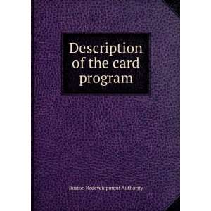   Description of the card program Boston Redevelopment Authority Books