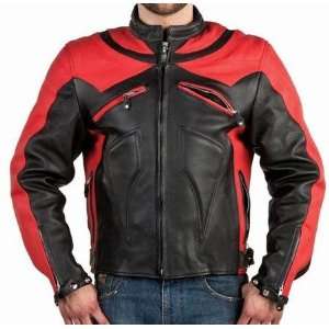 Red Vented Leather Motorcycle Racing Jackets with Armor, Mens Armored 