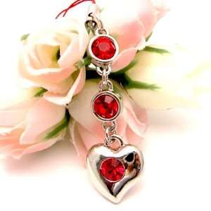   Heart Cell Phone Charm Cubic Stone Cell Phones & Accessories