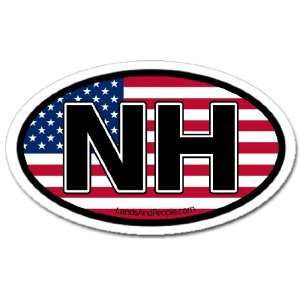 New Hampshire NH and US Flag Car Bumper Sticker Decal Oval