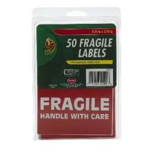  Duck Brand Fragile Labels, 4.25x 2.9, Case of (12) 50 